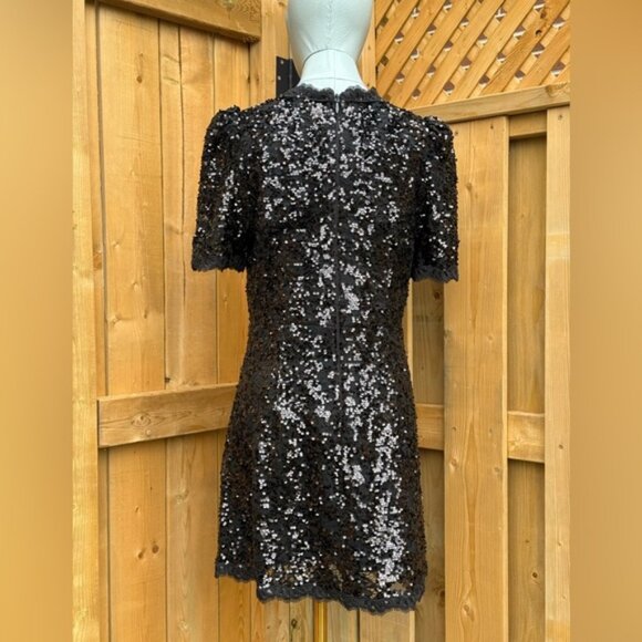 🆕 REBECCA VALLANCE 🧿 NWOT x Nicky Hilton Diana Black Bow Sequin Mini, Sz US 8 - Picture 8 of 16